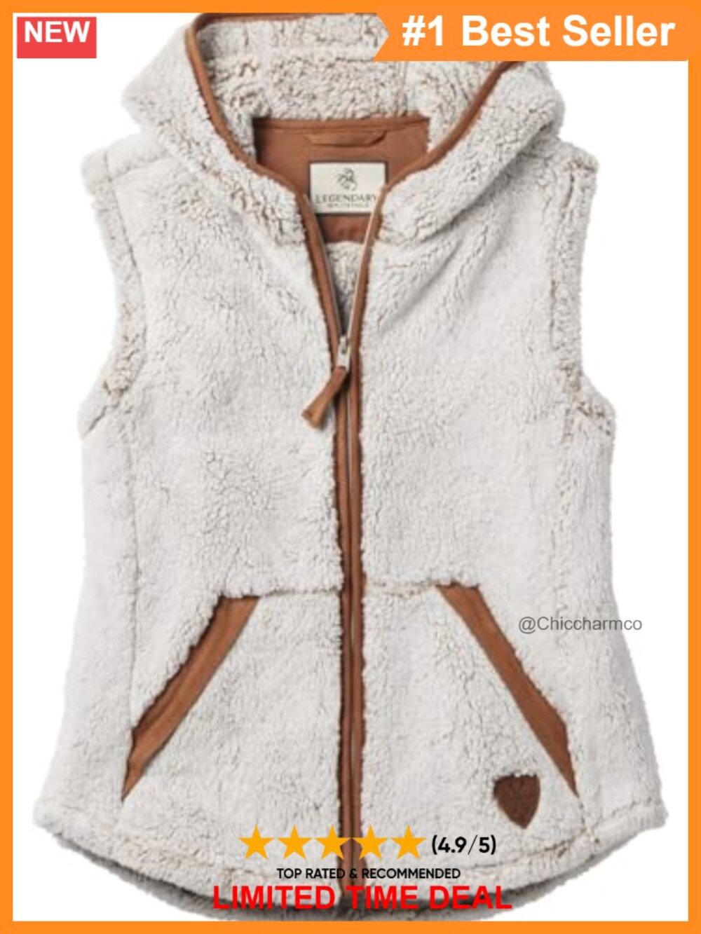 Fuzzy Fleece Vest Full Zip Sleeveless Outerwear Hiking
